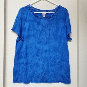 Chico's Royal Blue Short Sleeve Tee. Size XL (16)
